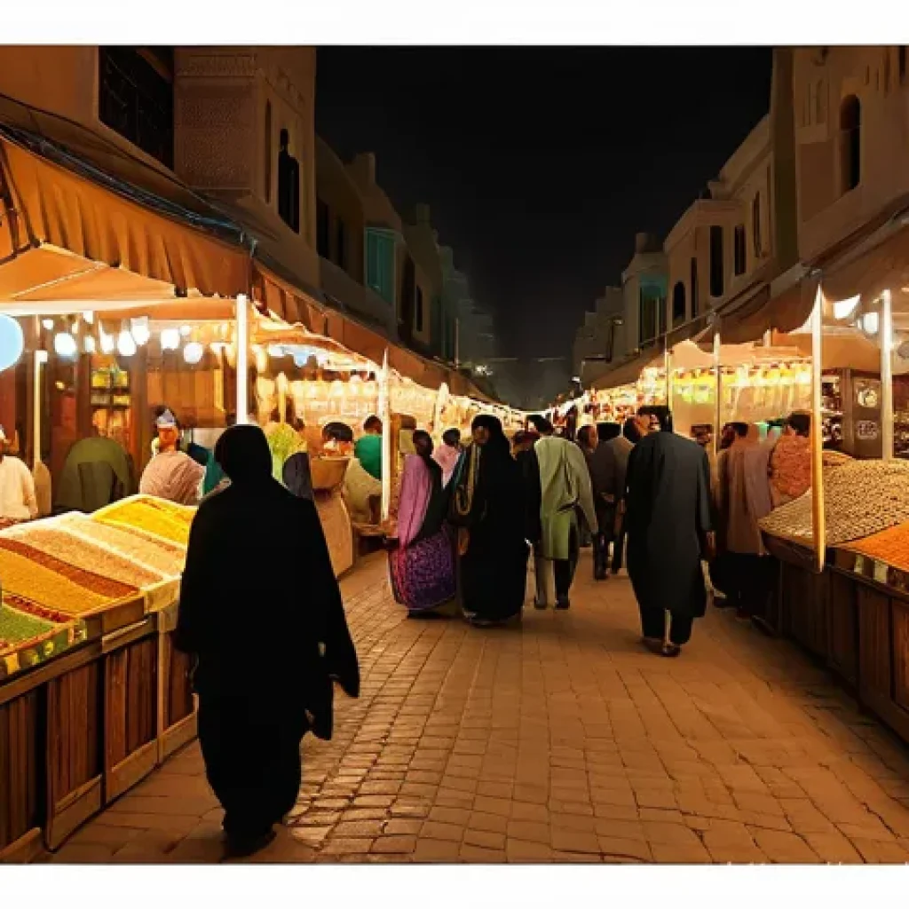 데이터 기반 예술 프로젝트의 기획 세부 사항 - **Prompt 1: "The Rhythms of the Souk"**
"A vibrant, bustling traditional Arabian souk (market) a...