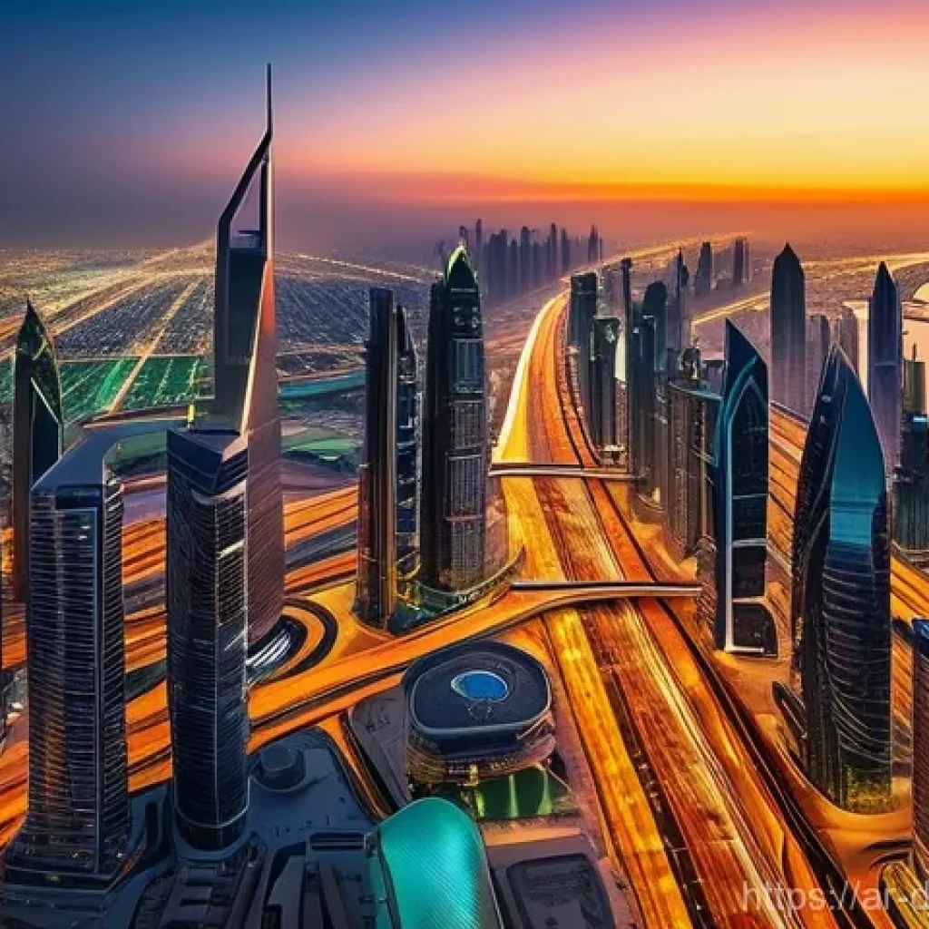 데이터 기반 예술 프로젝트의 참여자 모집 방법 - **Prompt:** A breathtaking, futuristic cityscape of Dubai at dusk, viewed from a high vantage point....
