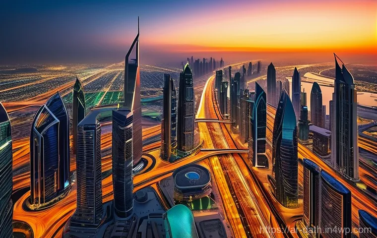 데이터 기반 예술 프로젝트의 참여자 모집 방법 - **Prompt:** A breathtaking, futuristic cityscape of Dubai at dusk, viewed from a high vantage point....